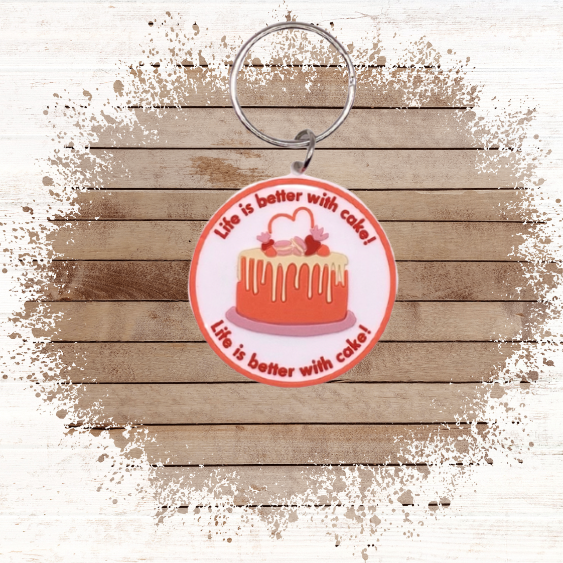 Mum birthday card with cake Keyring