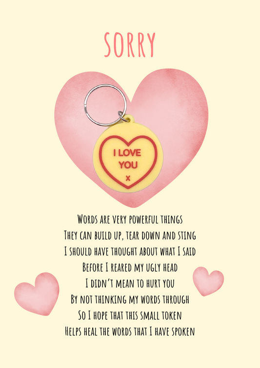 Sorry card with heart Keyring gift