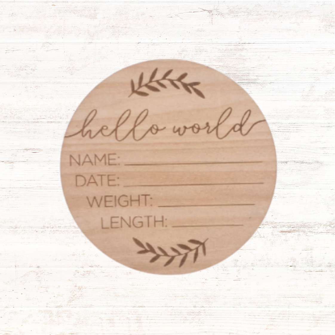 Baby boy card with hello world wooden plaque