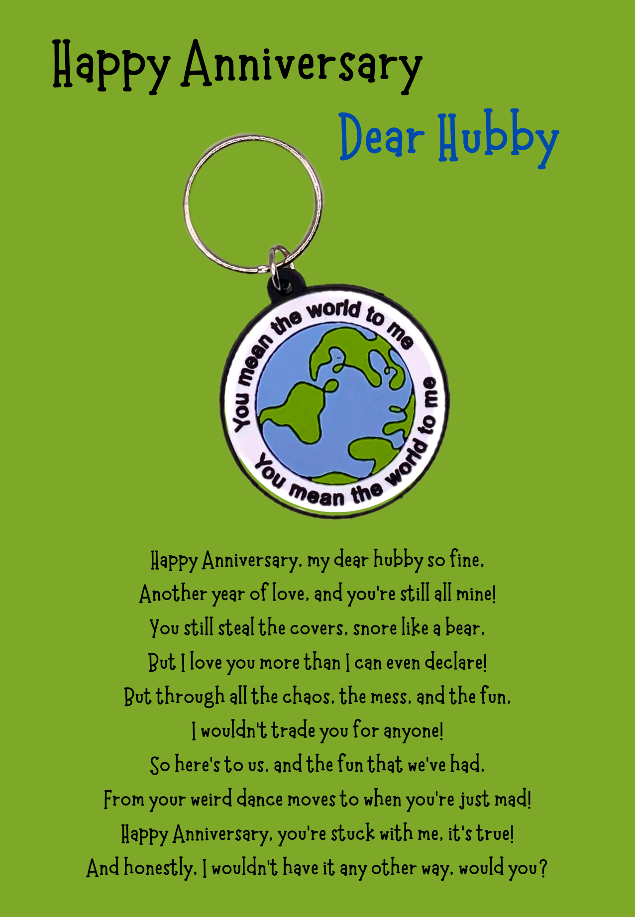 Anniversary card with world Keyring gift