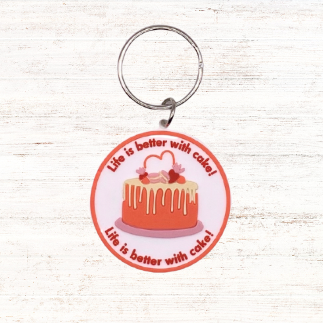 Happy birthday card with cake Keyring gift
