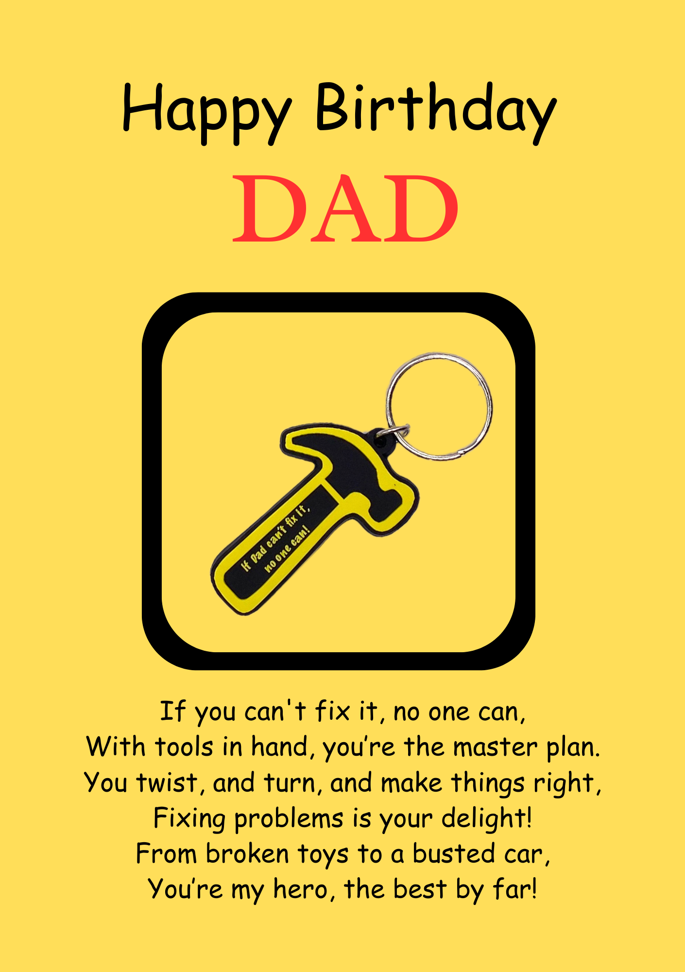 Dad birthday card with hammer Keyring gift