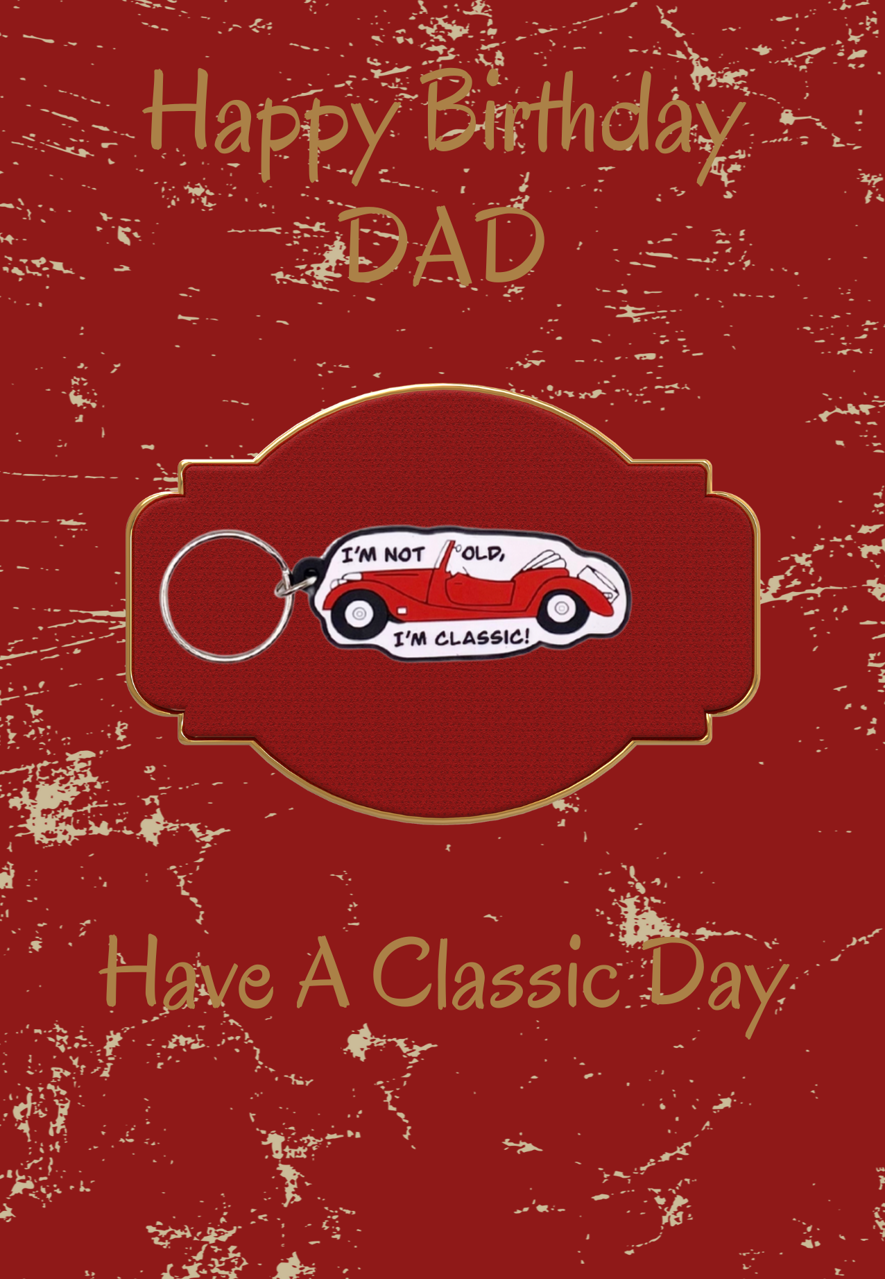 Dad birthday card with classic car Keyring gift