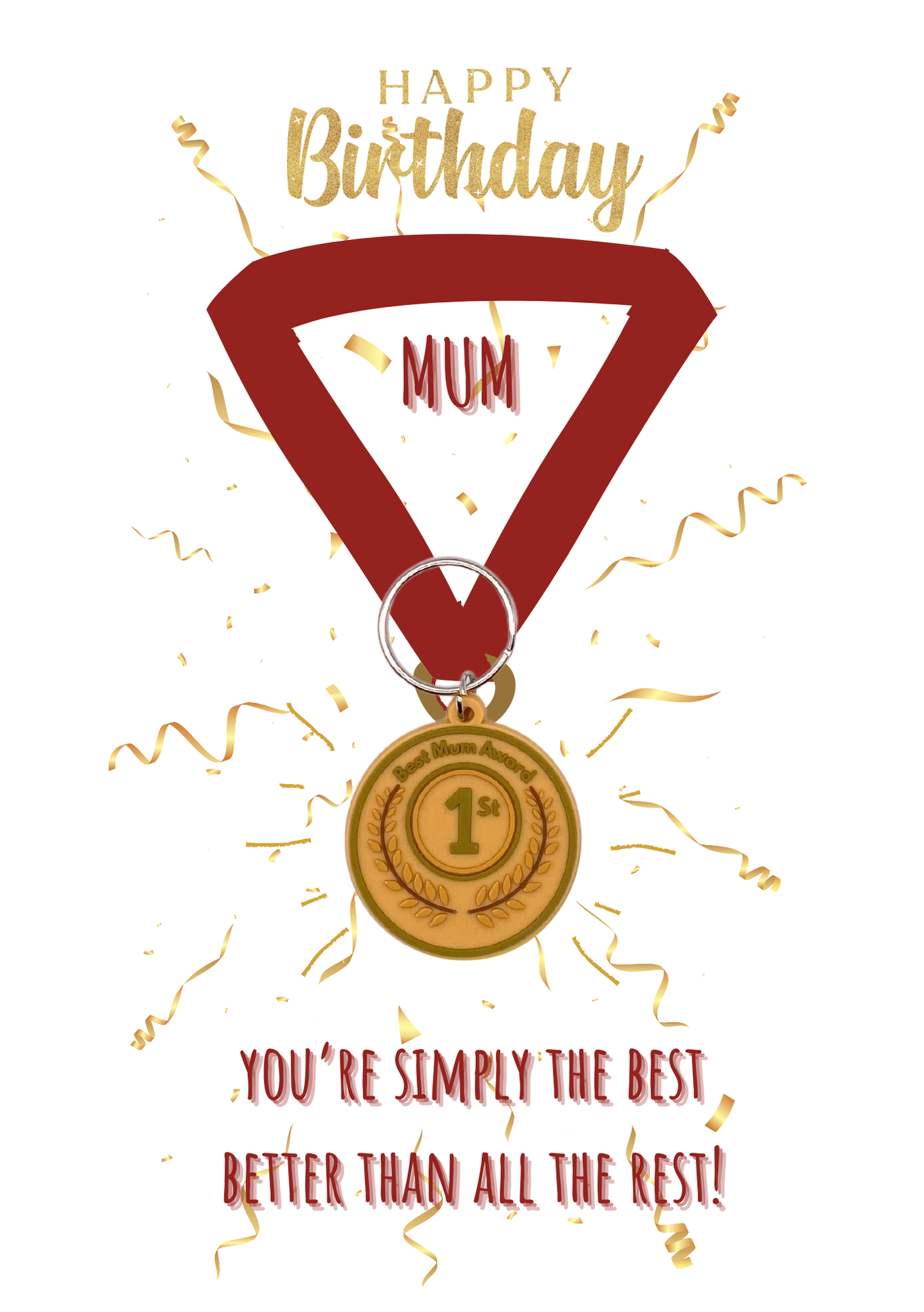 Mum Birthday birthday card with medal Keyring gift