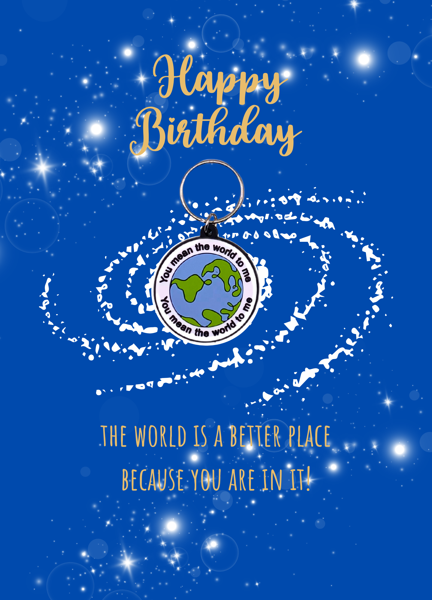 Birthday card with world Keyring gift
