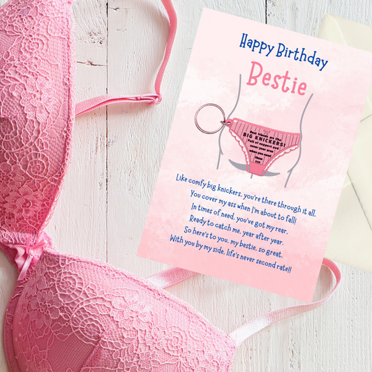 birthday card with big knickers Keyring gift