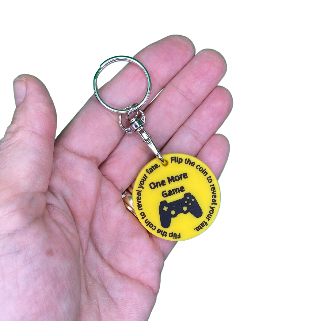 Gamers birthday card with decision coin Keyring gift