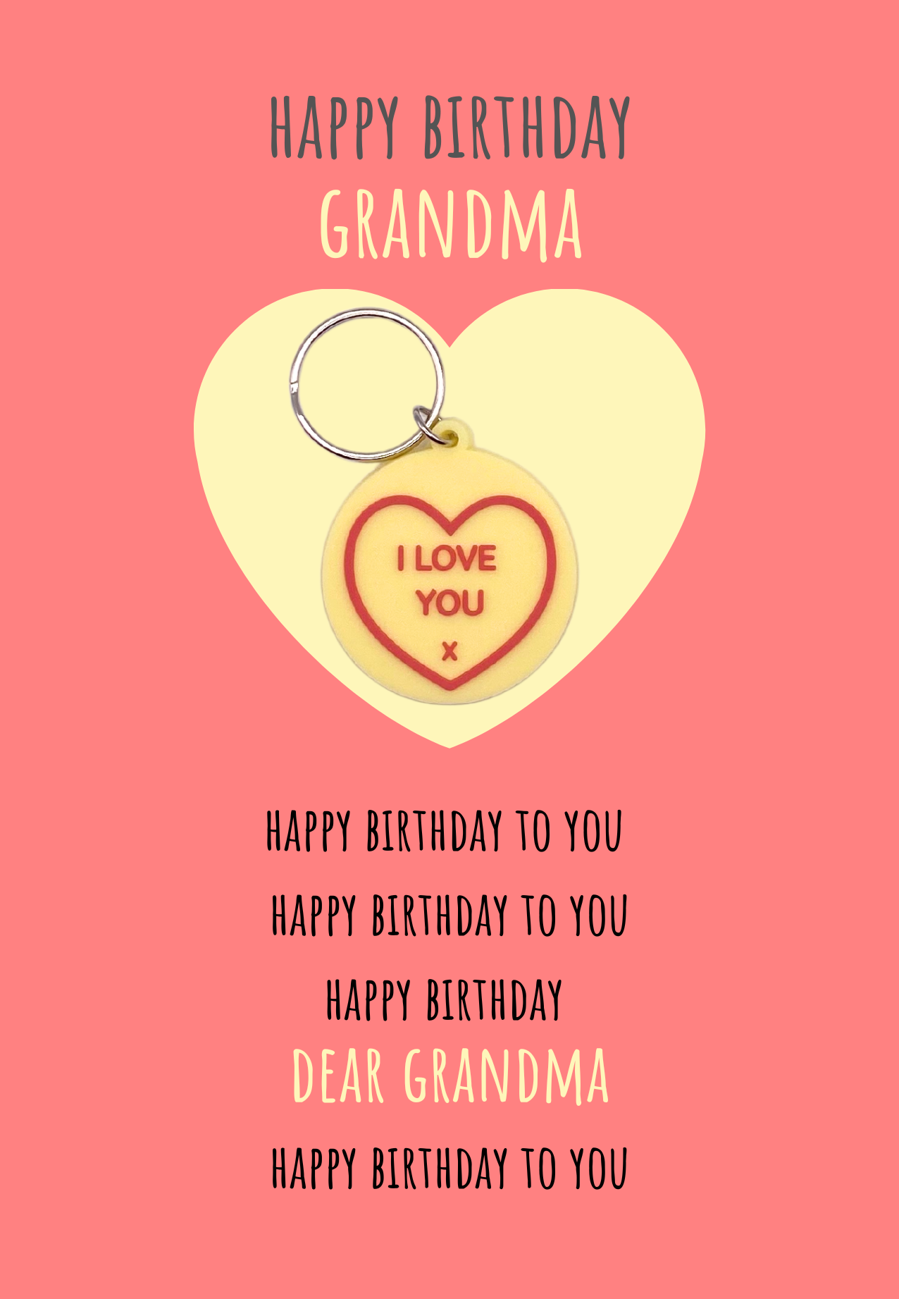 Grandma Birthday card with heart Keyring gift