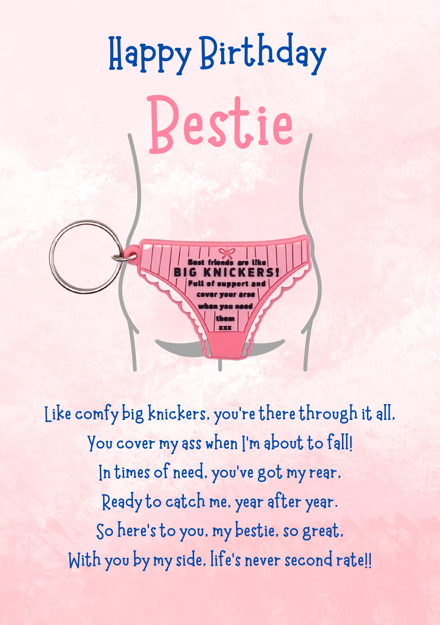 birthday card with big knickers Keyring gift