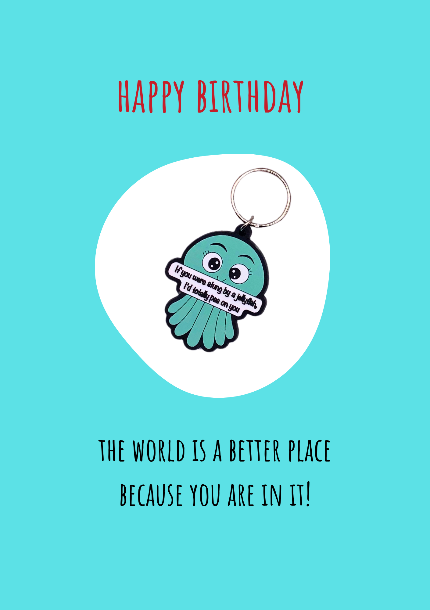 Friend birthday card with jellyfish Keyring gift