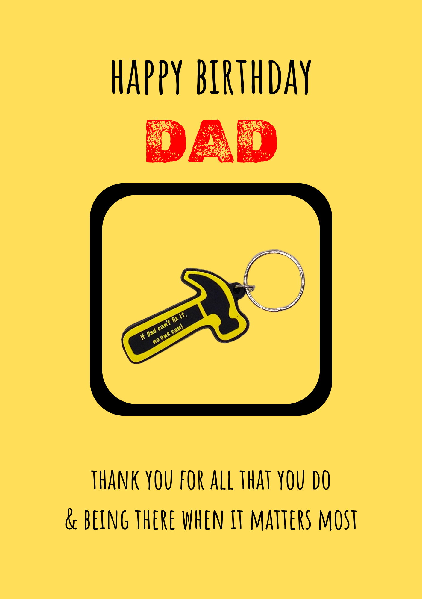Dad birthday card with hammer Keyring gift