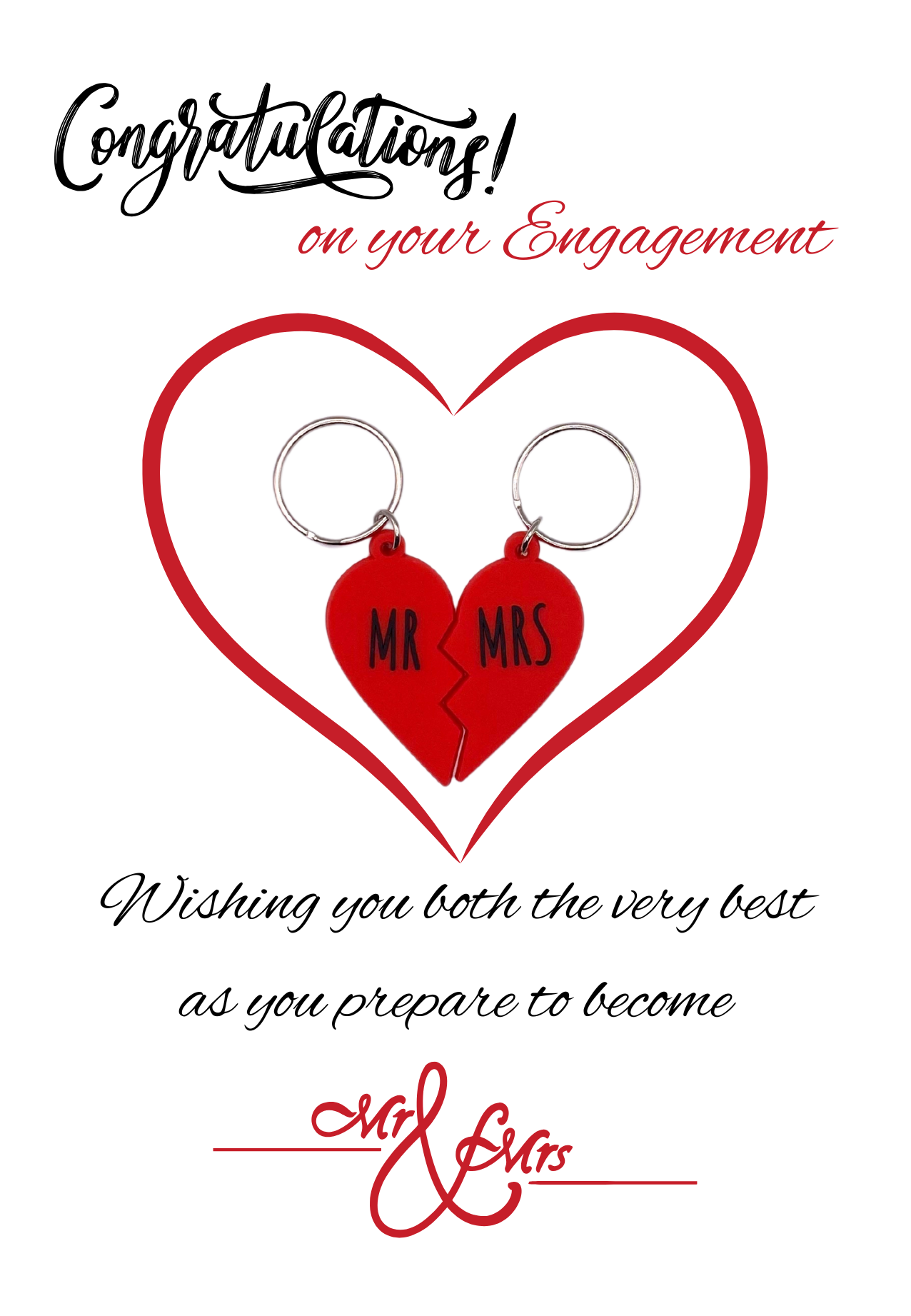 Engagement card with mr and Mrs Keyring gifts
