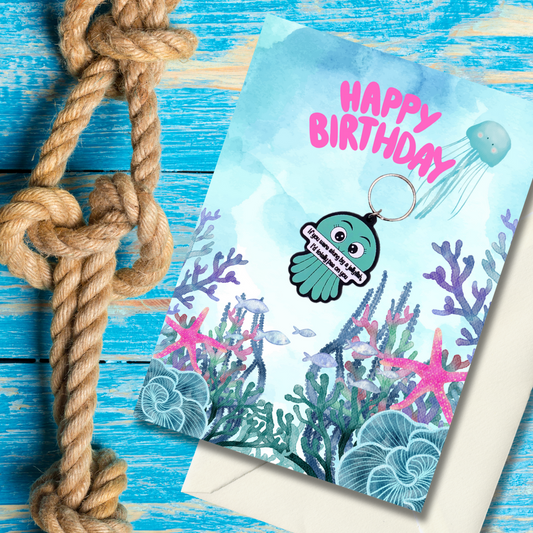Birthday Card with jellyfish Keyring gift