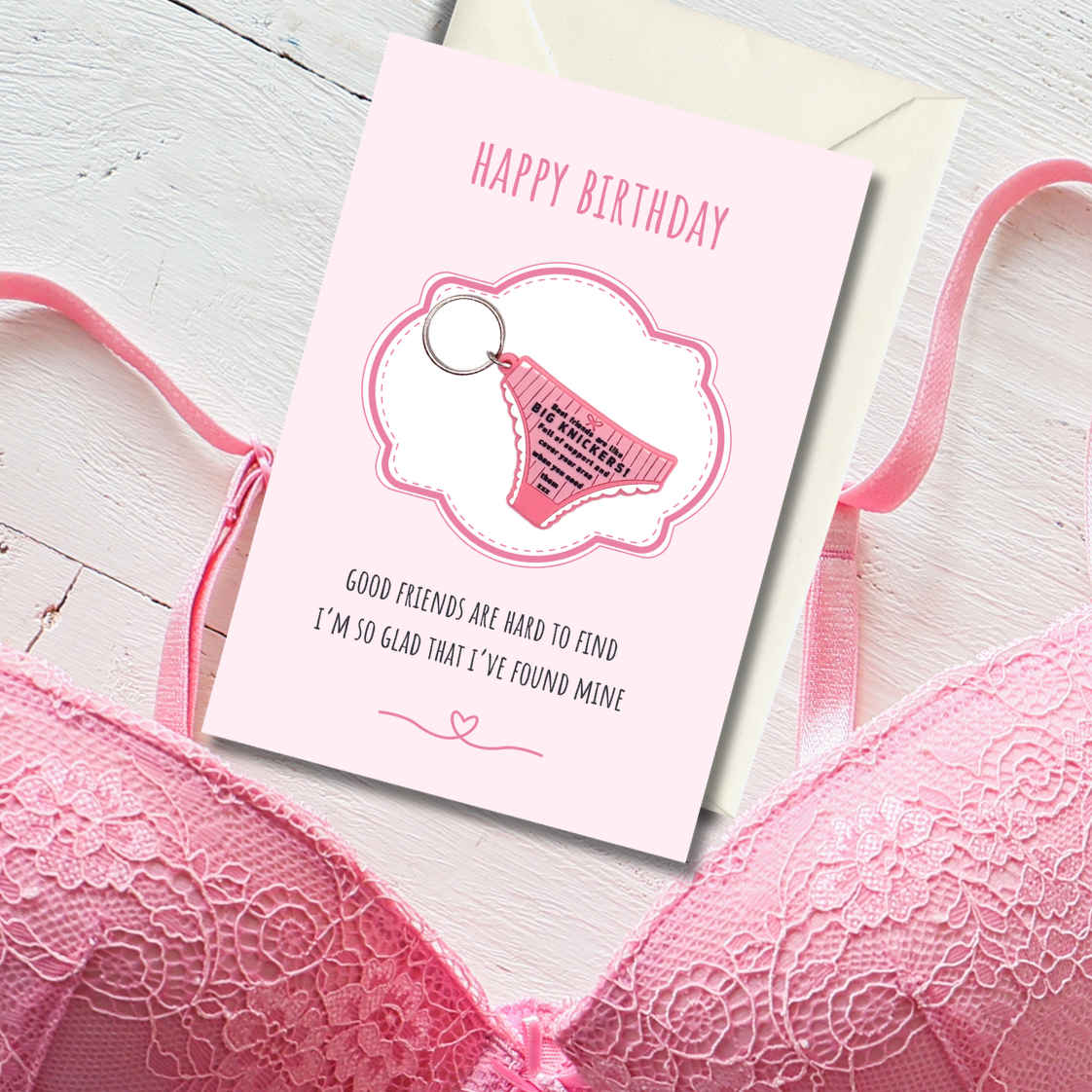 Friend birthday card with big knickers Keyring gift