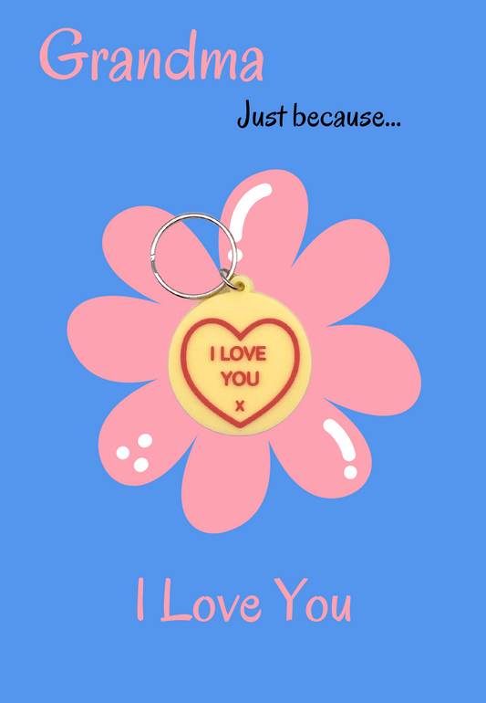 Just Because-Grandma card with heart Keyring gift