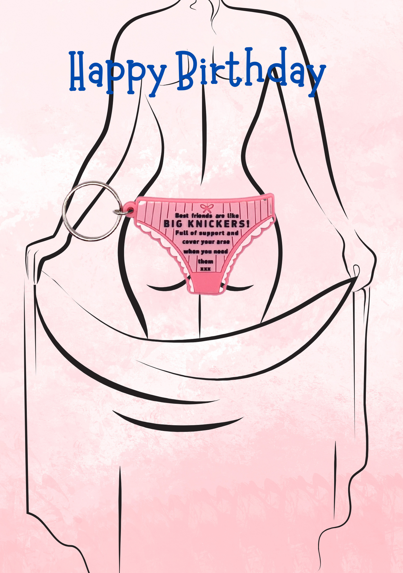 birthday card with big knickers Keyring gift