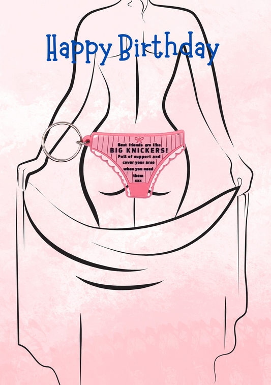 birthday card with big knickers Keyring gift