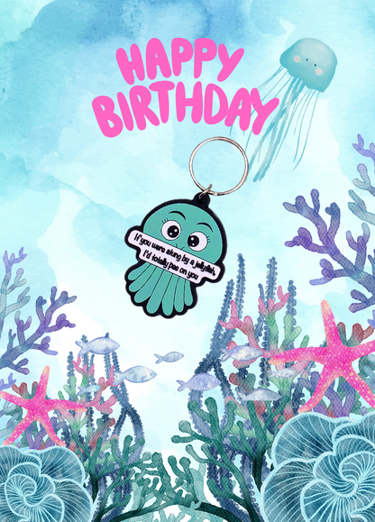 Birthday Card with jellyfish Keyring gift