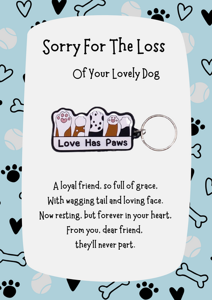 Loss of dog card with paws Keyring gift