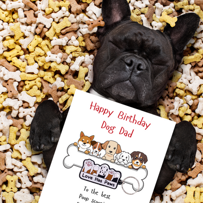 Dog Dad Birthday card with paws Keyring gift