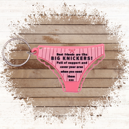 Bestie birthday card with knickers Keyring gift