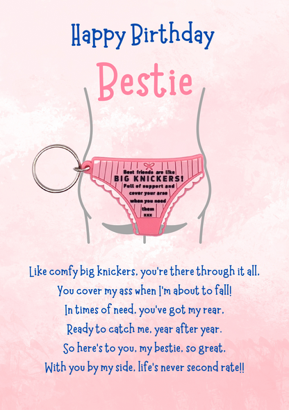 birthday card with big knickers Keyring gift