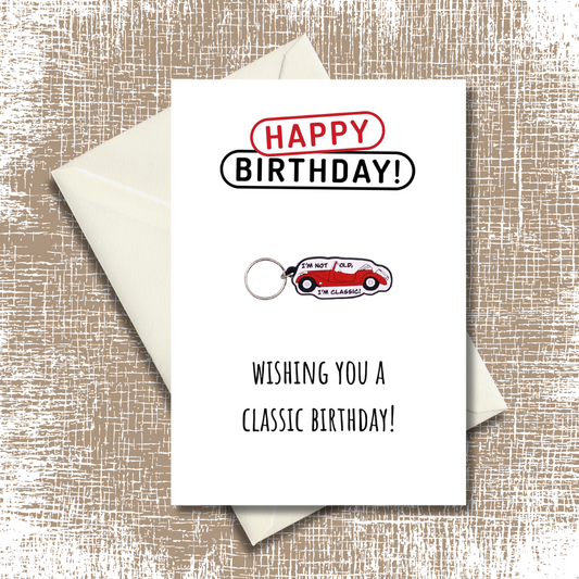 General birthday with classic car Keyring gift