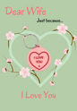 Just Because-Wife card with heart Keyring gift