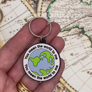 Anniversary card with world Keyring gift