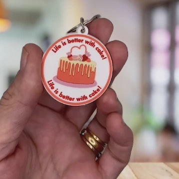 Wife Anniversary card with cake Keyring gift