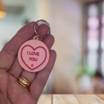 Anniversary card with love heart Keyring gift