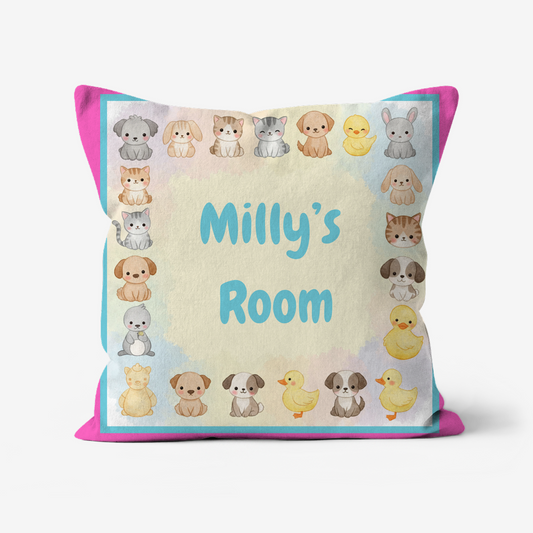 Children’s personalised cushions in faux suede